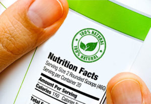 Close up of protein line on food label